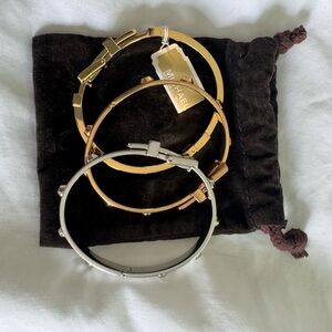 NWT Michael Kors Gold Silver and Toirtoise Shell Bangle Set (3)
